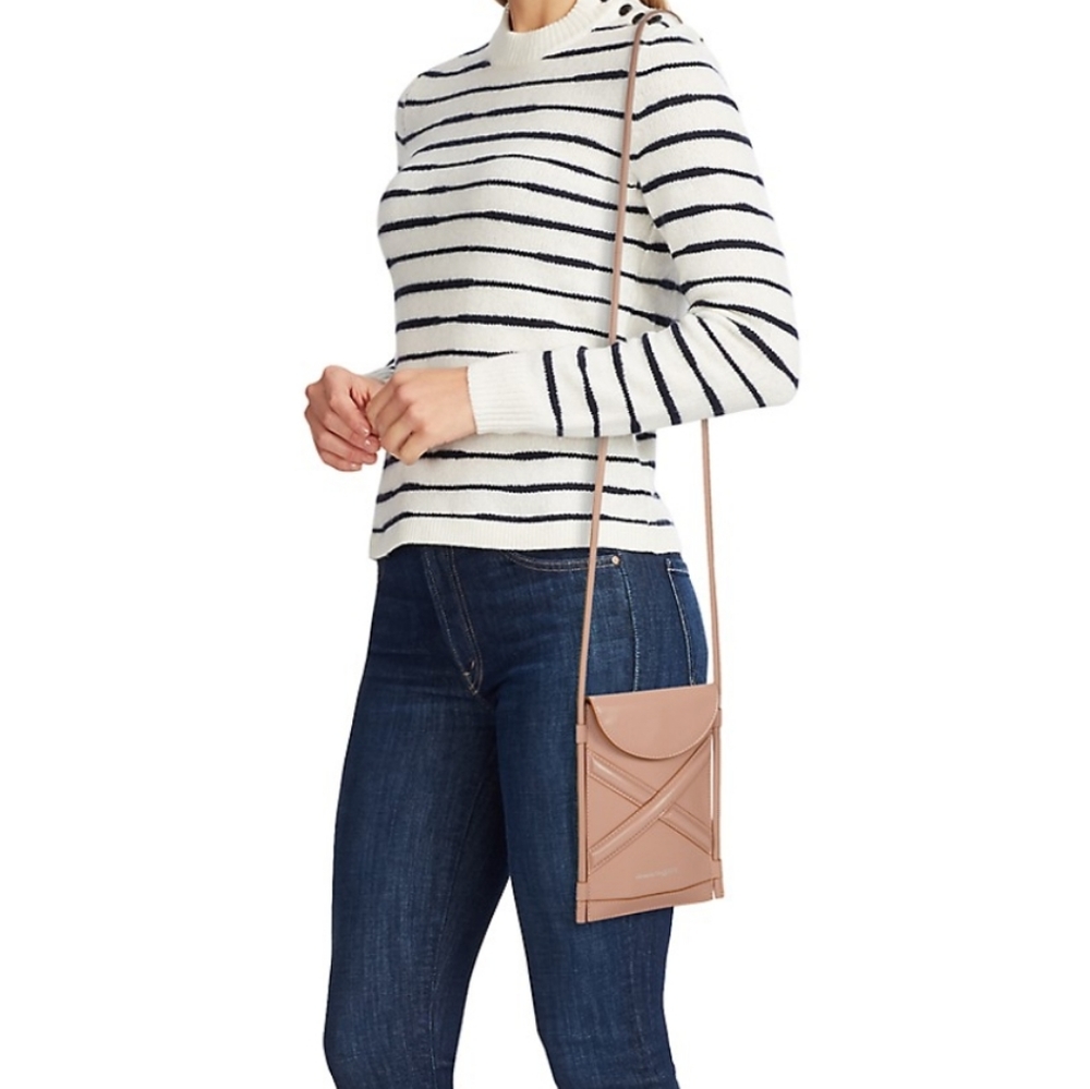 Alexander McQueen The Curve Leather Pouch Crossbody Bag Rose Gold … - Picture 6 of 10